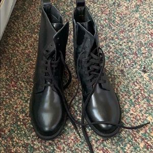 Lace up leather boots